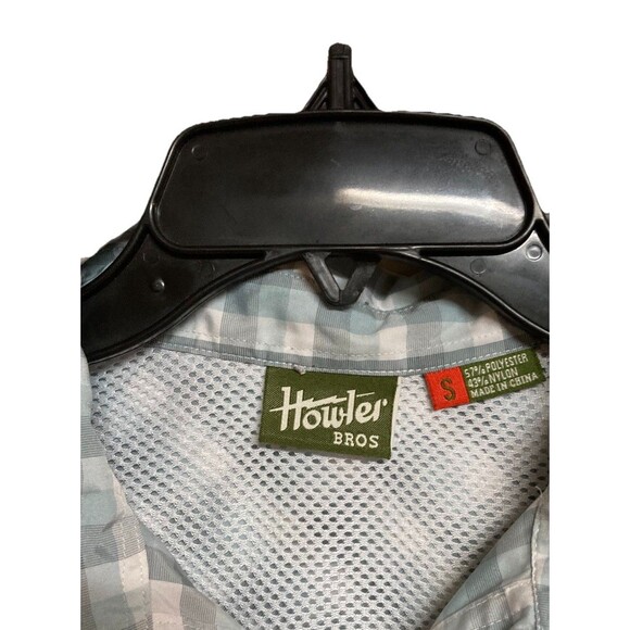 Men's Howler Brothers Long Sleeve Shirt Vented Pearl Snap Blue Gray Checks Sz Sm - Picture 2 of 8